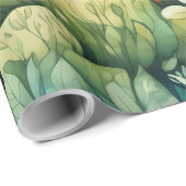 フェアリーランドマッシュルームハウスグリーンオレンジ ラッピングペーパー (ロールコーナー)