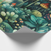 フェアリーランドマッシュルームハウスグリーンオレンジ ラッピングペーパー (角)