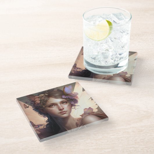 フェアリーレディファンタジーアート ガラスコースター (アングル)