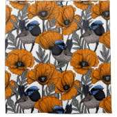 フェアリーレンツとオレンジポピーの花2 シャワーカーテン (正面)