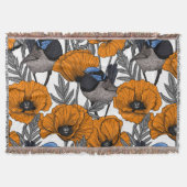 フェアリーレンツとオレンジポピーの花2 スローブランケット (正面)