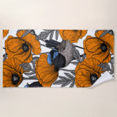 フェアリーレンツとオレンジポピーの花2 ビーチタオル (正面)