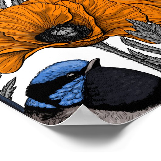 フェアリーレンツとオレンジポピーの花2 ポスター (角)