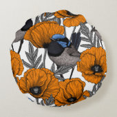 フェアリーレンツとオレンジポピーの花2 ラウンドクッション (裏面)