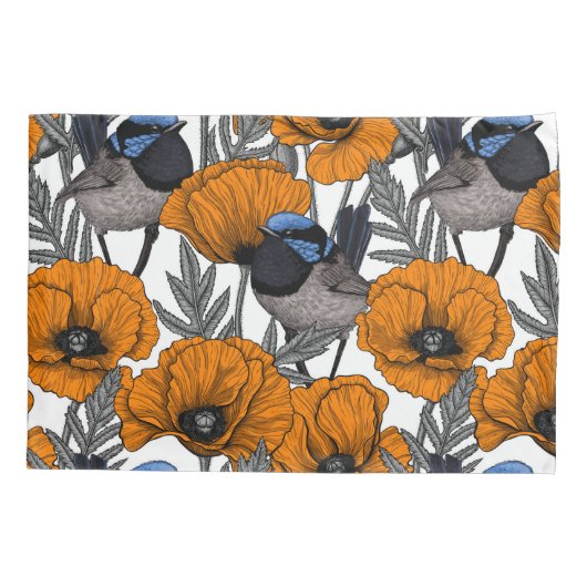 フェアリーレンツとオレンジポピーの花2 枕カバー (裏面-左)