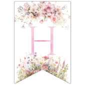 フェアリーワイルドフラワーピンク誕生日招待状 バンティングフラッグ (第2の旗)