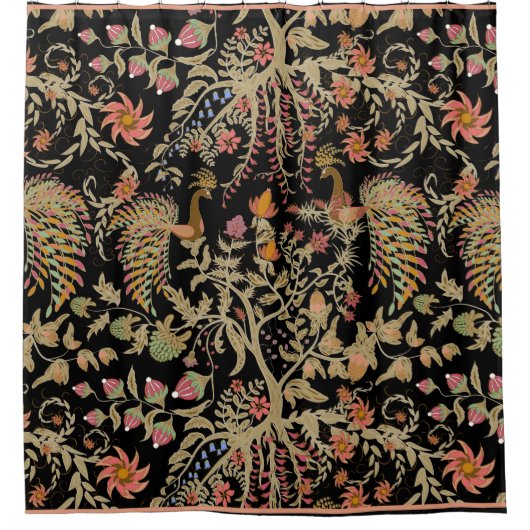 フェアリー中国のフローラの鳥のパターン シャワーカーテン (正面)