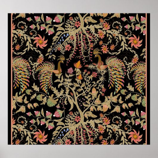 フェアリー中国のフローラの鳥のパターン ポスター (正面)