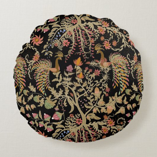 フェアリー中国のフローラの鳥のパターン ラウンドクッション (正面)