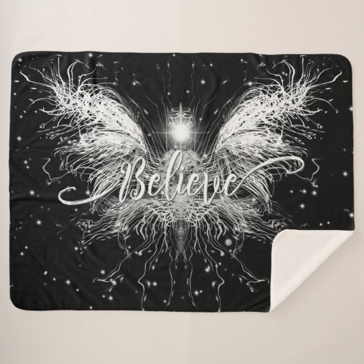 フェアリー信じスターライトファンタジーブラック シェルパブランケット (正面(横))