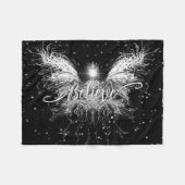 フェアリー信じスターライトファンタジーブラック フリースブランケット (正面(横))