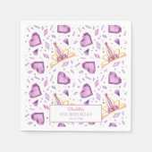 フェアリー凍っていタリーアイスプリンセスクラウン誕生日 スタンダードカクテルナプキン (正面)