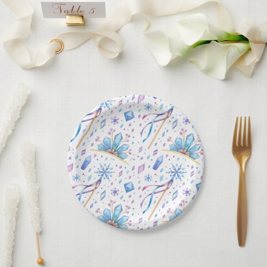 フェアリー凍っていタリーアイスプリンセスクラウン誕生日 ペーパープレート (ウェディング)