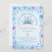 フェアリー凍っていタリーアイスプリンセスクラウン誕生日 招待状 (正面)