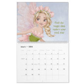 フェアリー図解入りの、写真付きのアートウォーターカラー引用文 カレンダー (3月 2026)