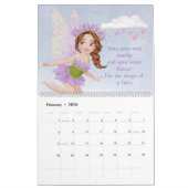 フェアリー図解入りの、写真付きのアートウォーターカラー引用文 カレンダー (2月 2026)