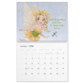 フェアリー図解入りの、写真付きのアートウォーターカラー引用文 カレンダー (1月 2026)