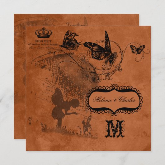 フェアリー庭園の結婚式スクエア結婚式招待状 招待状 (正面/裏面)