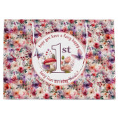 フェアリー最初の誕生日ウォーターカラーフェアリーコアフローラ ラージペーパーバッグ (正面)