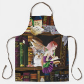 フェアリー猫ブックライブラリーファンタジー エプロン (正面)