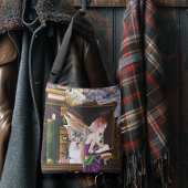 フェアリー猫ブックライブラリーファンタジー クロスボディバッグ