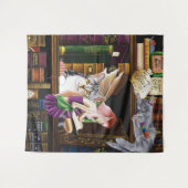 フェアリー猫ブックライブラリーファンタジー タペストリー (正面(横))