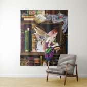 フェアリー猫ブックライブラリーファンタジー タペストリー (インサイチュ)