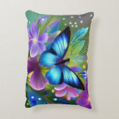 フェアリー白熱［赤熱］光を放つガーデンに青い蝶 アクセントクッション (裏面(縦))