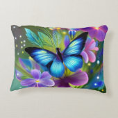 フェアリー白熱［赤熱］光を放つガーデンに青い蝶 アクセントクッション (裏面)