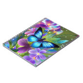 フェアリー白熱［赤熱］光を放つガーデンに青い蝶 ノートブック (左側)