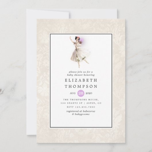 フェアリー白熱［赤熱］光を放つベイビーシャワー 招待状 (正面)