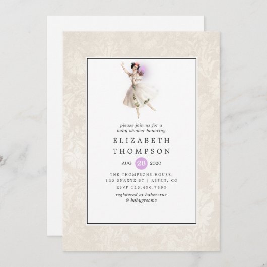 フェアリー白熱［赤熱］光を放つベイビーシャワー 招待状 (正面/裏面)