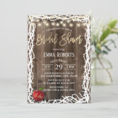 フェアリー素朴タールトーンフレームウッドブライダルシャワー 招待状 (スタンド正面)