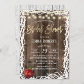 フェアリー素朴タールトーンフレームウッドブライダルシャワー 招待状 (正面/裏面)