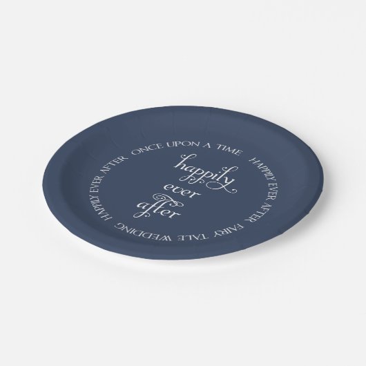 フェアリー結婚タールズハッピーネイビーブルー紙プレート ペーパープレート (アングル)