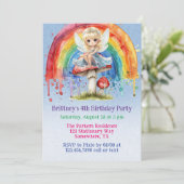 フェアリー絵を描マッシュルームレインボーガールバースデーパーティー 招待状 (スタンド正面)