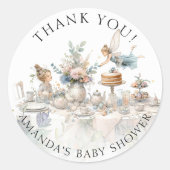 フェアリー茶パーティーフローラありがとうベビーガールシャワー ラウンドシール (正面)