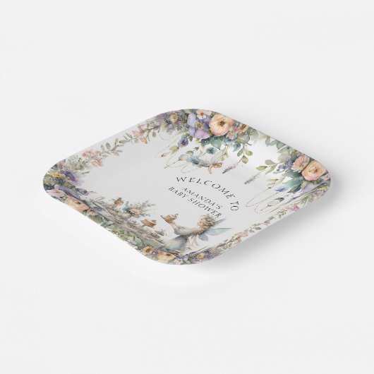 フェアリー茶フローラ魅惑パーティーベビーガールシャワー ペーパープレート (傾斜あり)