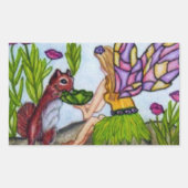 フェアリー葉スリスのステンドグラスの翼 長方形シール (正面)