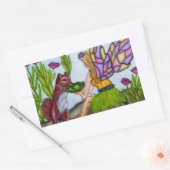 フェアリー葉スリスのステンドグラスの翼 長方形シール (封筒)