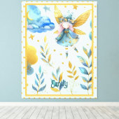 フェアリー誕生日ティール（緑がかった色）金ゴールドピンクプリンセスフェアリータリー キャンバスプリント (インサイチュ (ウッドフロア))
