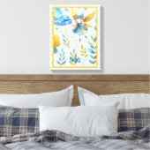 フェアリー誕生日ティール（緑がかった色）金ゴールドピンクプリンセスフェアリータリー キャンバスプリント (インサイチュ (寝室))