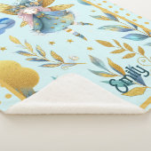 フェアリー誕生日ティール（緑がかった色）金ゴールドピンクプリンセスフェアリータリー シェルパブランケット (3/4)