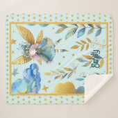 フェアリー誕生日ティール（緑がかった色）金ゴールドピンクプリンセスフェアリータリー シェルパブランケット (正面(横))