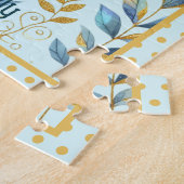 フェアリー誕生日ティール（緑がかった色）金ゴールドピンクプリンセスフェアリータリー ジグソーパズル (側面)