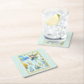 フェアリー誕生日ティール（緑がかった色）金ゴールドピンクプリンセスフェアリータリー スクエアペーパーコースター (インサイチュ)