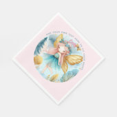 フェアリー誕生日ティール（緑がかった色）金ゴールドピンクプリンセスフェアリータリー スタンダードランチョンナプキン (角)