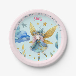 フェアリー誕生日ティール（緑がかった色）金ゴールドピンクプリンセスフェアリータリー ペーパープレート