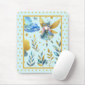 フェアリー誕生日ティール(緑がかった色)金ゴールドピンクプリンセスフェアリータリー マウスパッド (マウス)