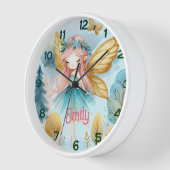 フェアリー誕生日ティール（緑がかった色）金ゴールドピンクプリンセスフェアリータリー 壁時計 (傾斜)